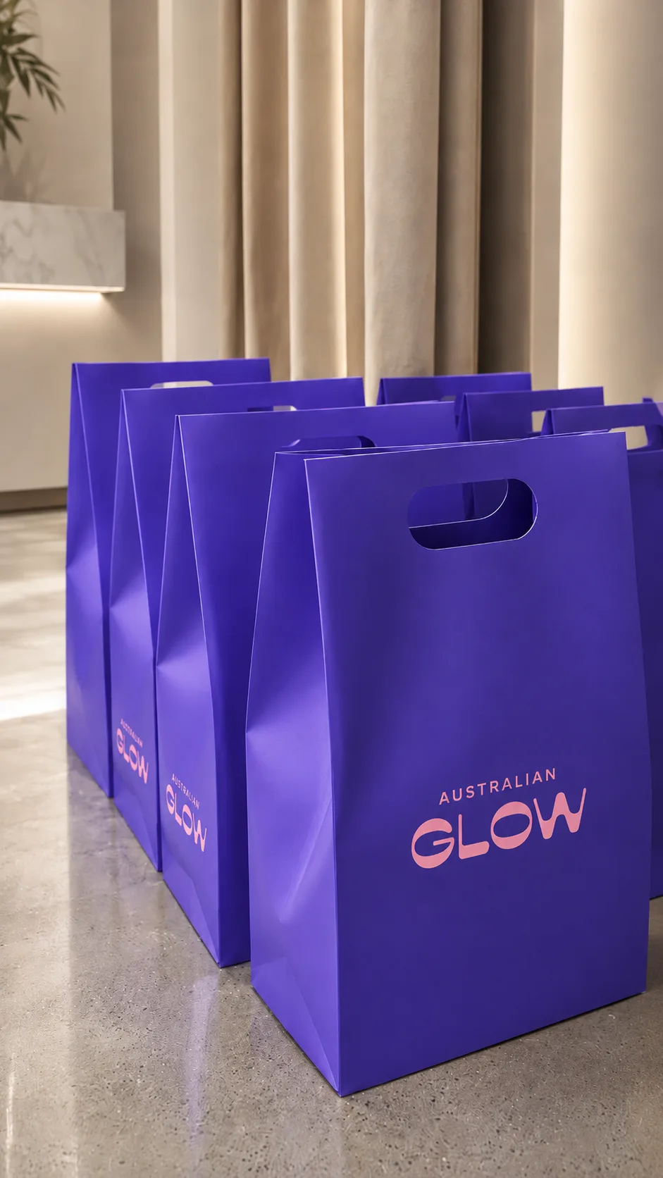 Australian Glow shopping bags, a brand grown through Priceline
