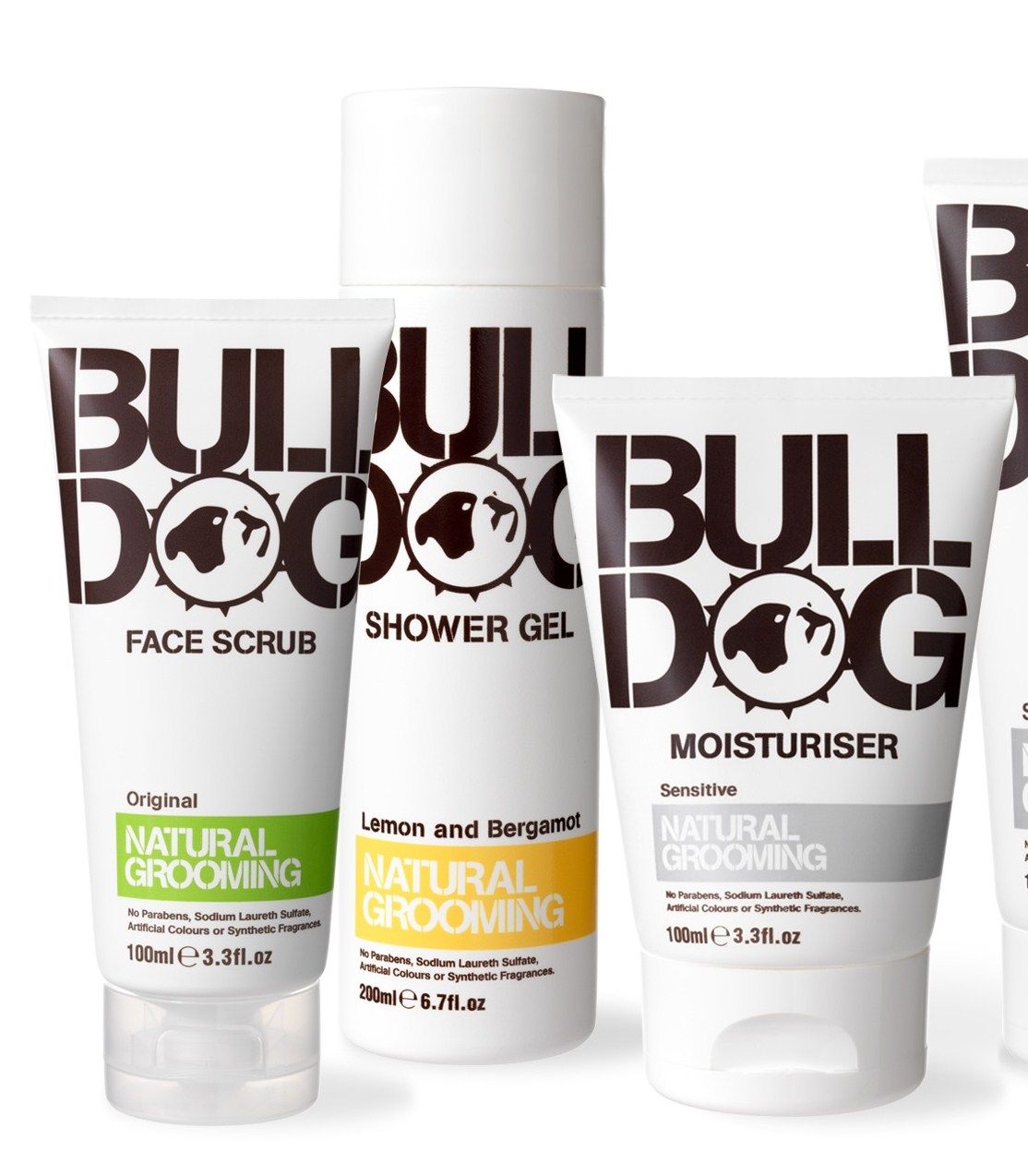 Bulldog Natural Grooming range, Face Scrub, Shower Gel and Sensitive Moisturiser