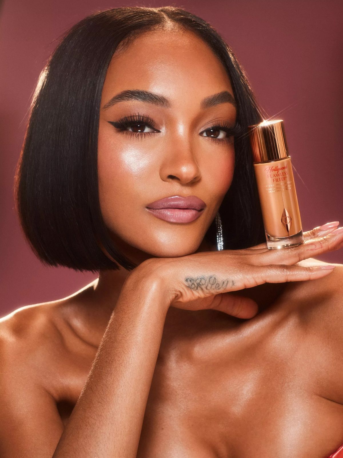 Charlotte Tilbury makeup editorial, prestige makeup in use